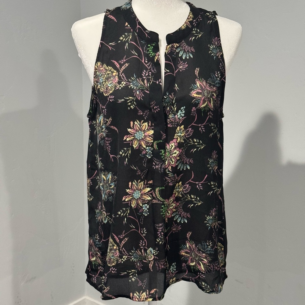 Let It Be Floral Sleeveless Blouse - Black and Multicolor